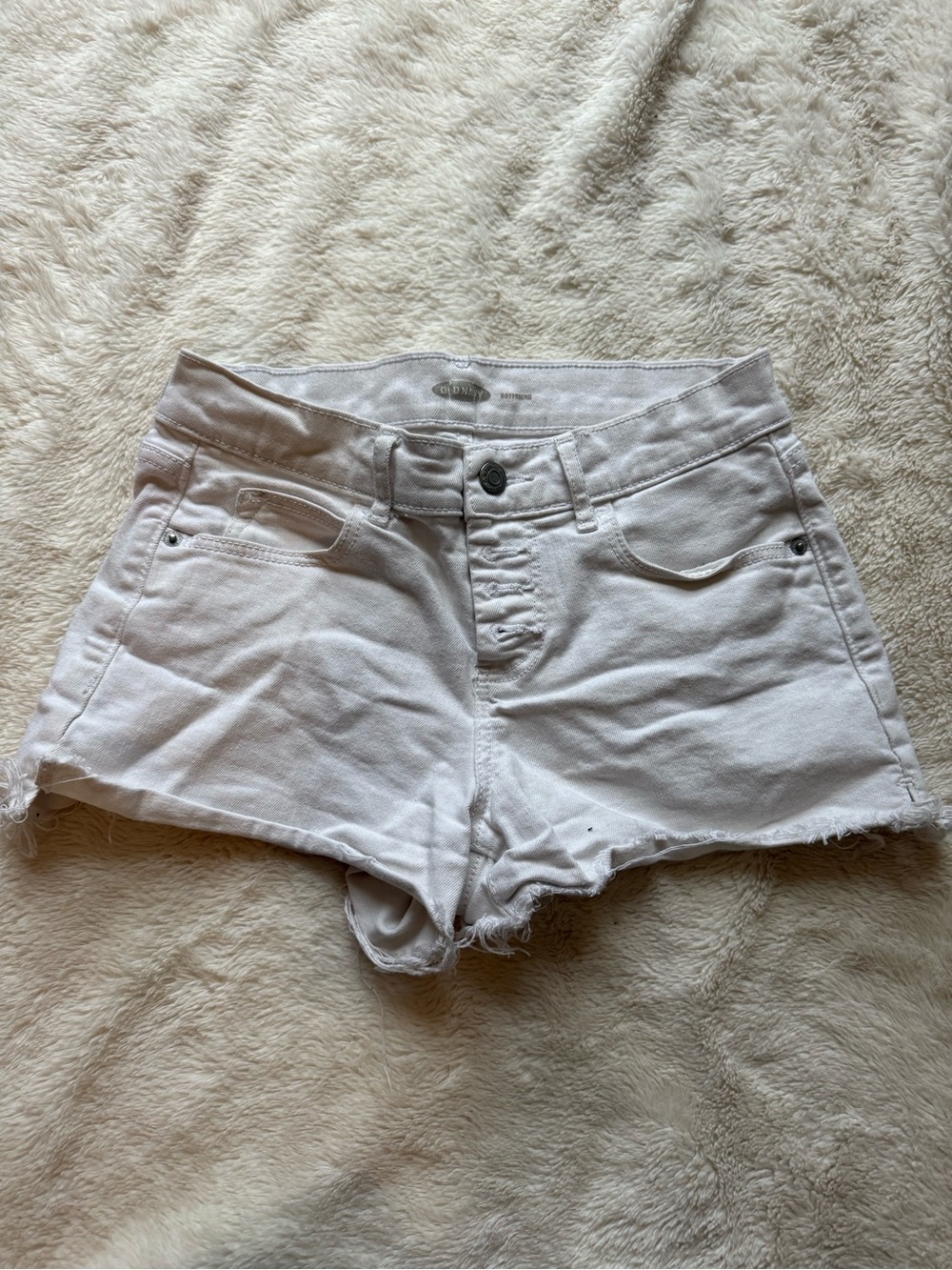 Old Navy White Denim Frayed Hem Shorts